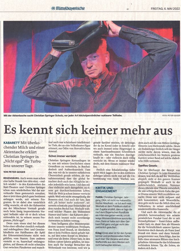 kritik regensburg - Christian Springer - neues Programm: nicht egal